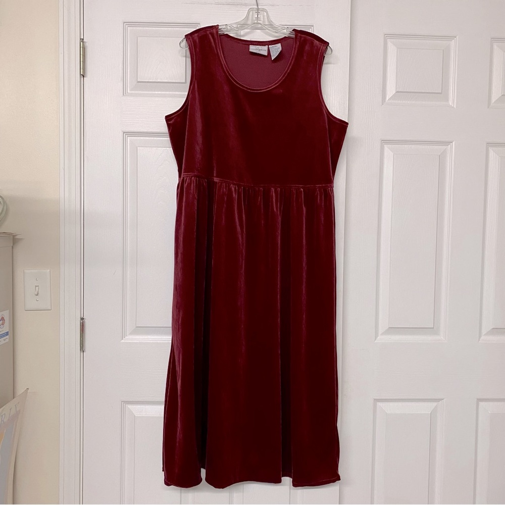 Cranberry Red Velour Velvet Maxi Jumper Dress Christmas Valentine’s Day Sz XL